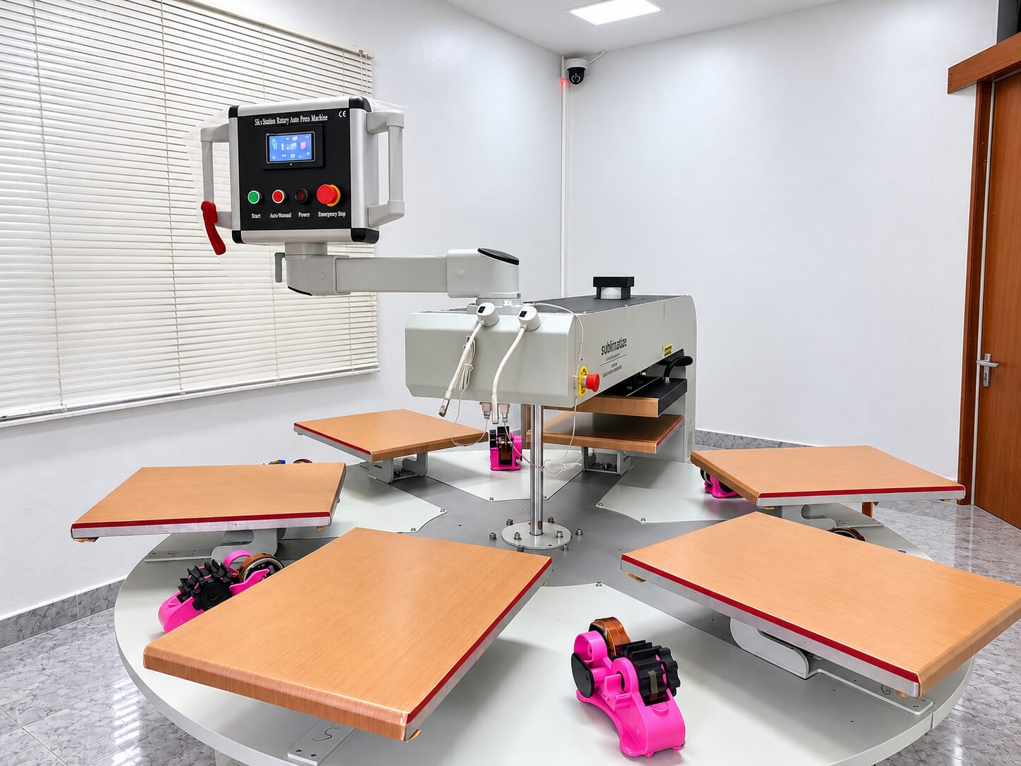 Six-station industrial heat press